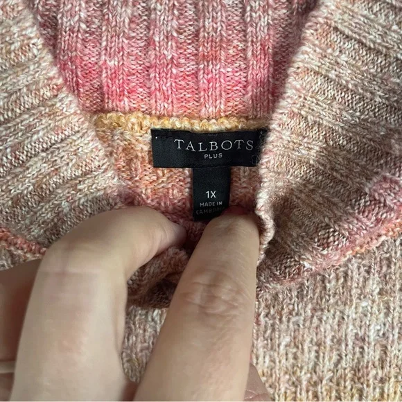 Talbots Space Dye Striped Mockneck Button Shoulder Sweater Size 1X - Picture 4 of 6